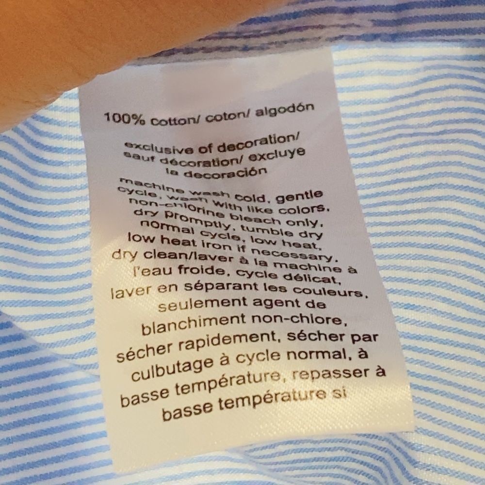 TOMMY HILFOGER Light Blue Pen Stripe Button Down Shirt Sz XS TP 100% Cotton - Picture 6 of 6